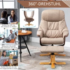 Relaxsessel mit Hocker, Fernsehsessel, Polstersessel mit Liegefunktion
