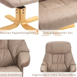 Relaxsessel mit Hocker, Fernsehsessel, Polstersessel mit Liegefunktion
