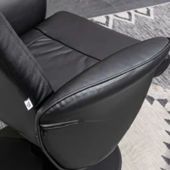 Relaxsessel mit Hocker, Fernsehsessel TV Sessel mit Liegefunktion Schwarz