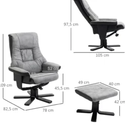 Relaxsessel mit Hocker, Fernsehsessel, Polstersessel mit Liegefunktion