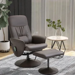 Relaxsessel mit Liegefunktion Massagesessel mit Fußhocker Braun