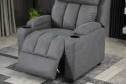 Relaxsessel mit Push-Back-Funktion und 2 Getränkehaltern – Dunkelgrau