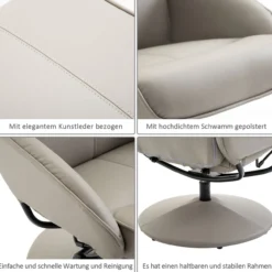 Relaxsessel Sessel Fernsehsessel Armsessel 360° drehbar mit Fußstütze