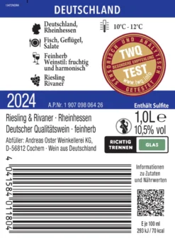 Riesling-Rivaner Qualitätswein feinherb 1l
