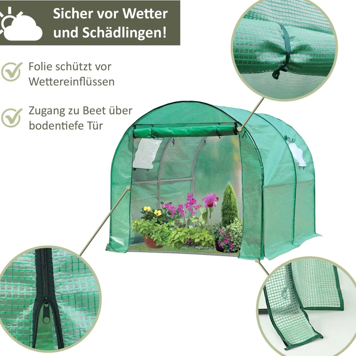 Robustes Foliengewächshaus mit 2 Fenstern