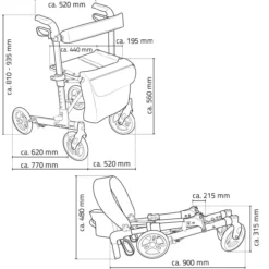 Rollator Mio, schwarz, Aluminium / Nylon / PVC