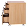 Rollcontainer Buche 40 x 60 cm mit 3 Schubladen und Rollen