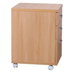 Rollcontainer Buche 40 x 60 cm mit 3 Schubladen und Rollen