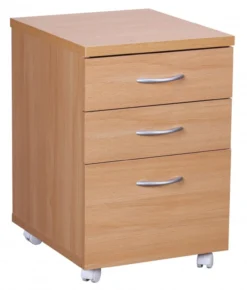 Rollcontainer Buche 40 x 60 cm mit 3 Schubladen und Rollen