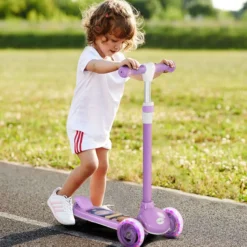Roller Kinder Scooter mit LED Rädern 120 mm Rollen Aluminium-Roller klappbar