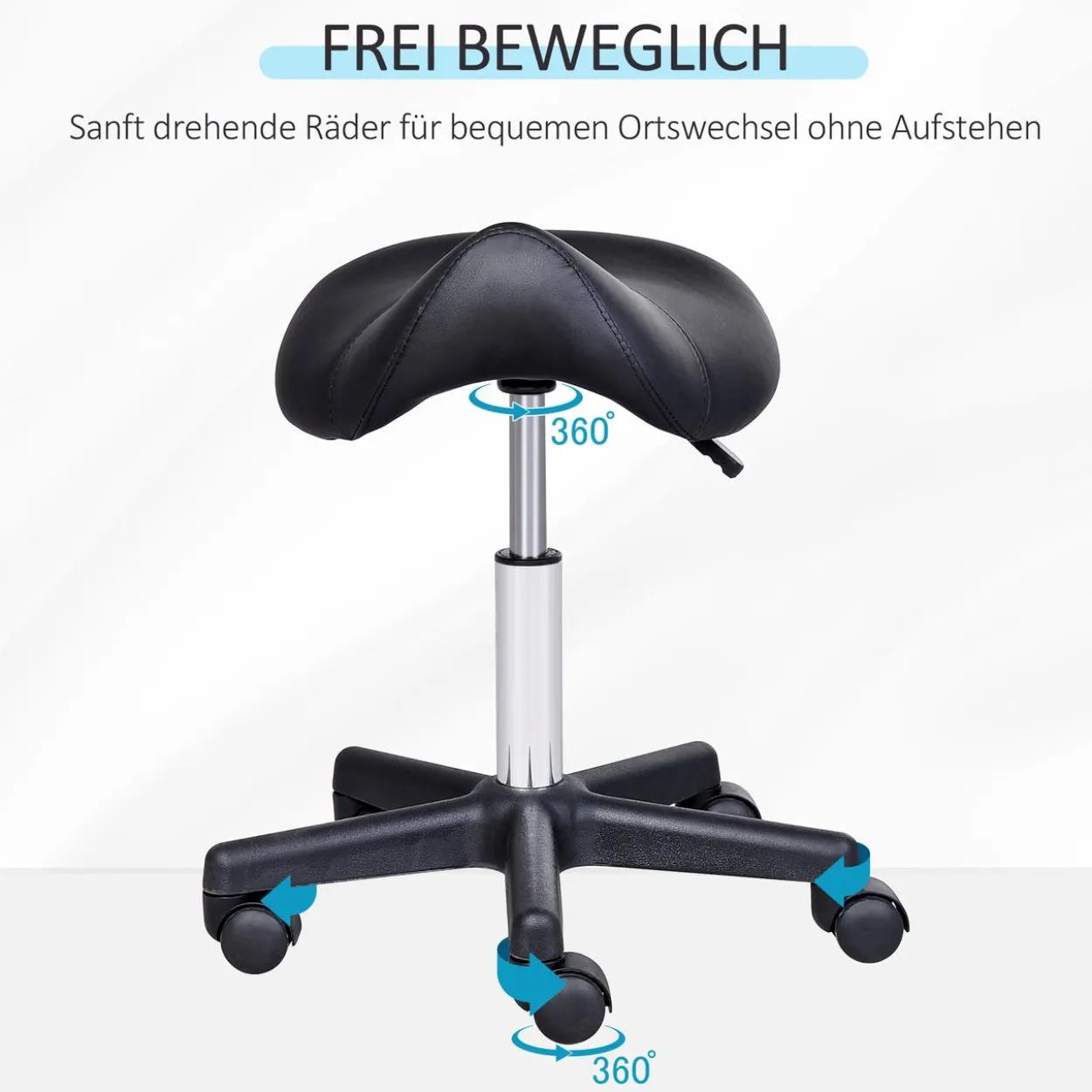 Rollhocker Höhenverstellbarer Drehhocker Arbeitshocker Kunstleder