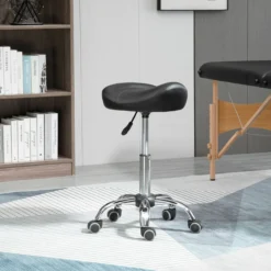 Rollhocker Höhenverstellbar Arbeitshocker mit Rädern für Massage Schwarz