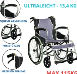 Rollstuhl AT52301 extraleicht 13,4 kg faltbar