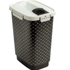 Rotho MyPet Cody Tierfutterbehälter 10l mit Deckel und Klappe, schwarz/weiss