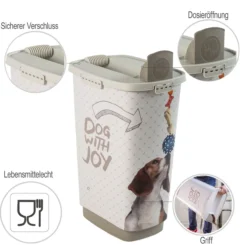 Rotho MyPet Cody Tierfutterbehälter 50l mit Deckel und Schütte für praktisches Dosieren, muster