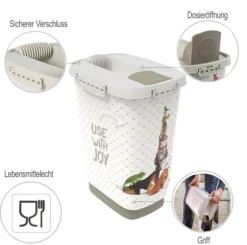 Rotho MyPet Cody Tierfutterbehälter 10l mit Deckel und Klappe, anthrazit/weiss