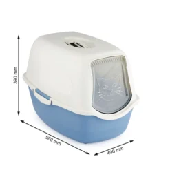 Rotho MyPet Eco Bailey Katzentoilette mit Deckel und Aktivkohlefilter, blau/weiss (recycelt)