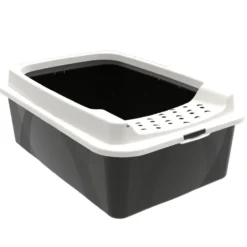 Rotho MyPet Eco Bonnie Katzenklo mit Top-Eingang, schwarz/weiss (recycelt)
