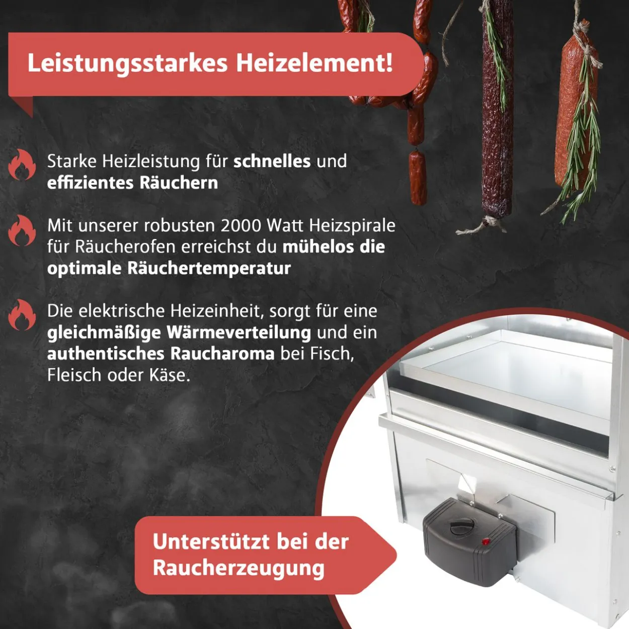 Räucherofen Edelstahl mit Heizspirale