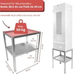 Räucherofen Edelstahl mit Untergestell, Räucherschrank, Kalträucherofen