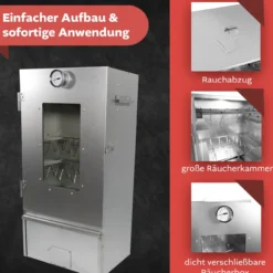 Räucherofen mit umfangreichem Zubehör, Räucherschrank mit 3 Etagen
