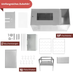 Räucherofen mit Untergestell aus Stahl, Kalträucherofen mit Tisch