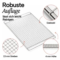 Räucherrost Edelstahl in Netzform 36,5 x 25,5 cm, Zubehör Räucherofen
