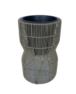 Runder Blumentopf Flecht-Optik aus Stahl, ca. 37 x 37 x 60 cm