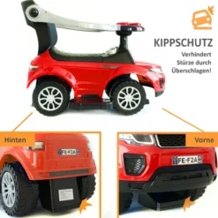 Rutschauto mit Schiebestange, Rutschfahrzeug ab 1 Jahr, rot
