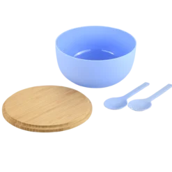 Salatschale, blau, Bambus