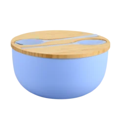 Salatschale, blau, Bambus