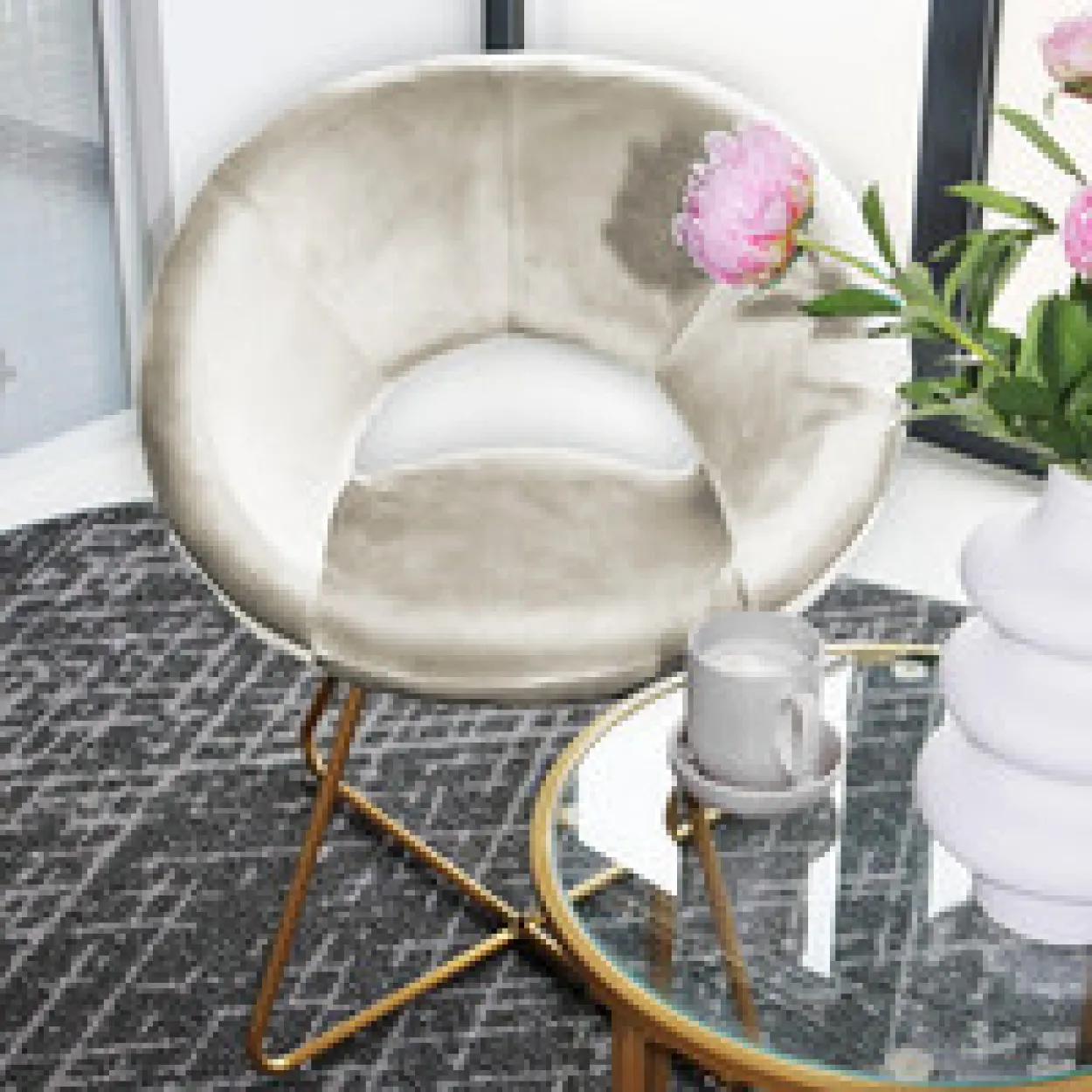 Samtstuhl SELESA Beige