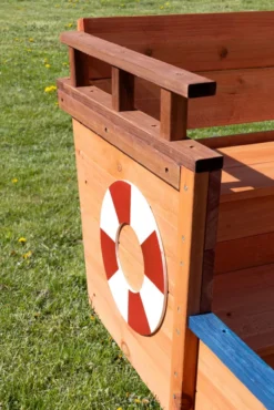 Sandkasten Schiffsoptik aus 100% massivem Tannenholz, ca.160cm x 78 cm x 100 cm