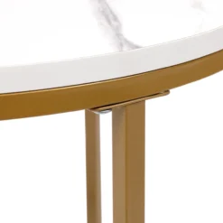 Satztisch Couchtisch Beistelltisch 2tlg. HWT51-WEI Marmor Weiß Dekor Gestell Gold