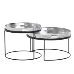 Satztisch Silber / Schwarz Metall