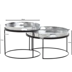 Satztisch Silber / Schwarz Metall