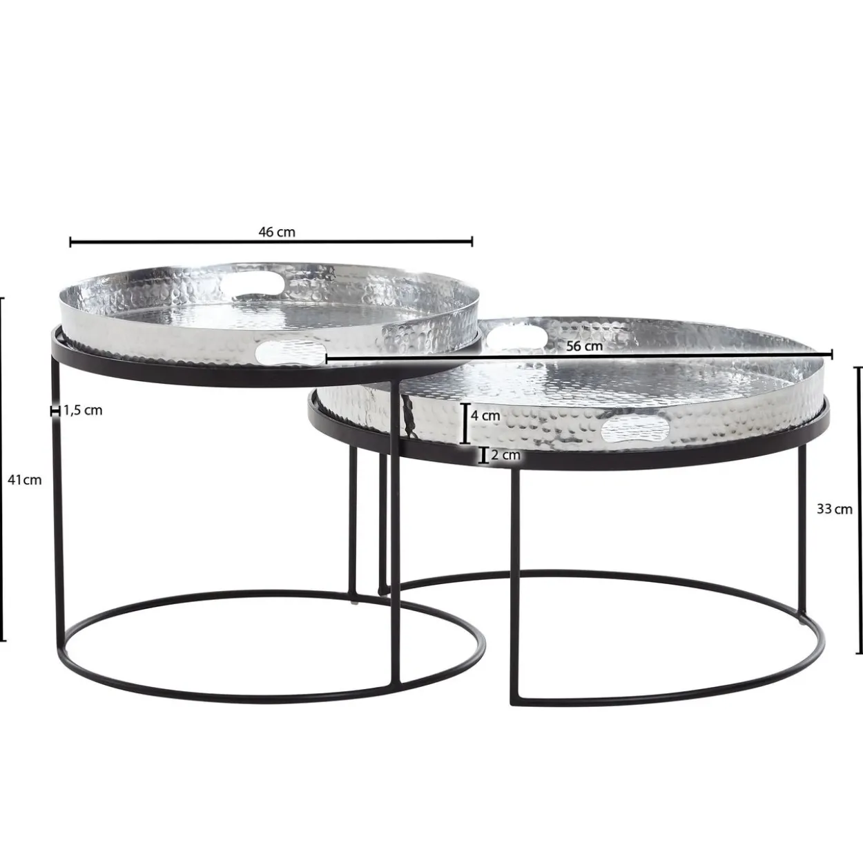 Satztisch Silber / Schwarz Metall