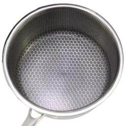 Saucentopf mit Deckel aus hochwertigem 18/10 Edelstahl ?24 cm in Silber Wabenstruktur