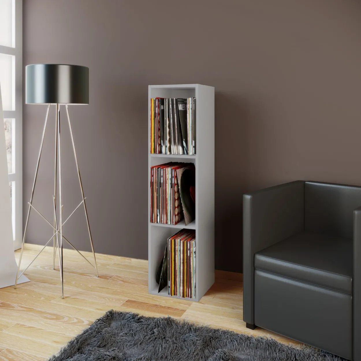 Schallplatten-Regal "Platto 3-Fach" Grau