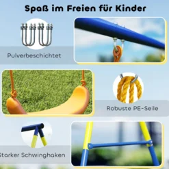Schaukelgestell bis 150 kg 3-in-1 Kinderschaukel mit Schaukel Turnringe