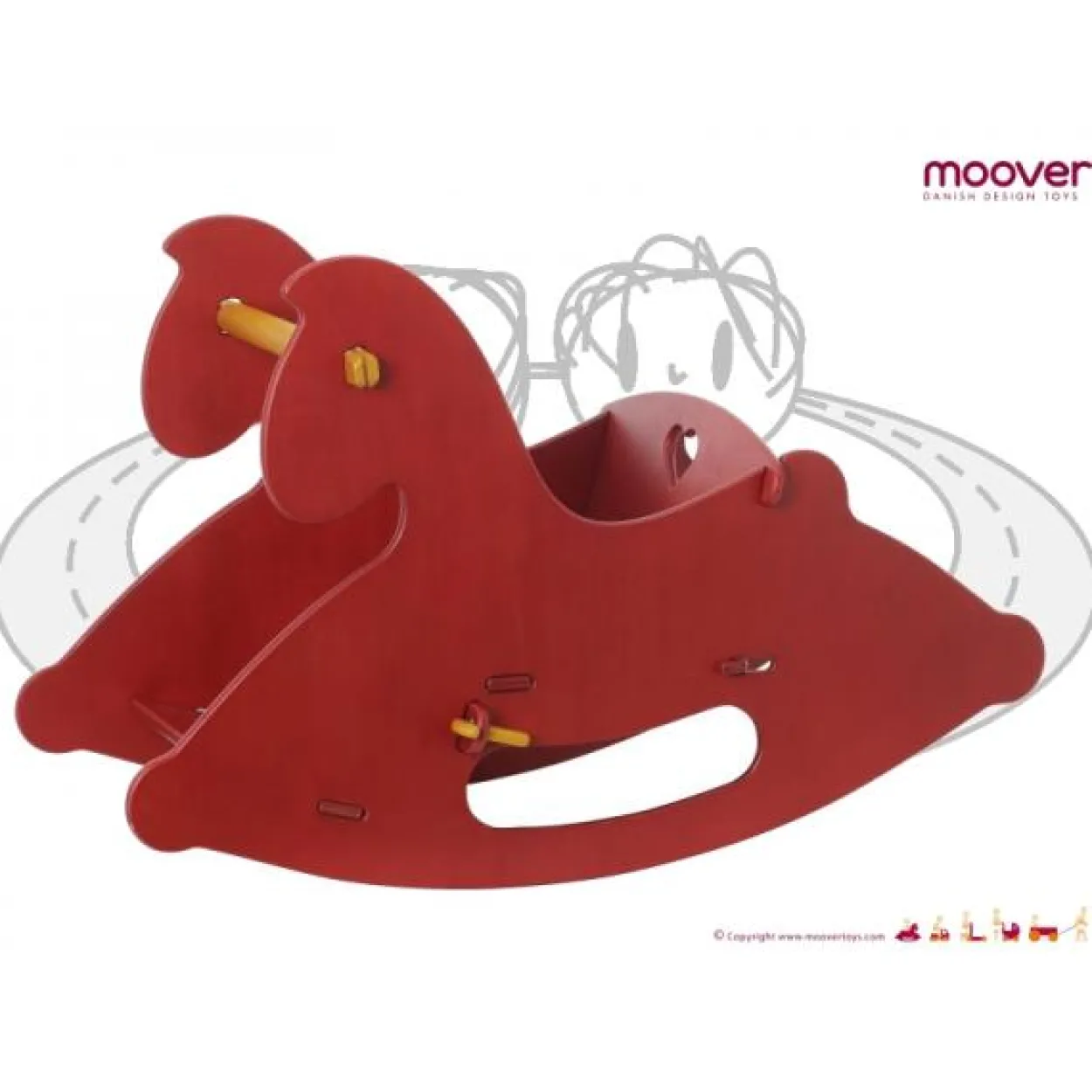 Schaukelpferd aus Holz (rot) / rocking horse