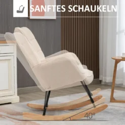 Schaukelstuhl Schwingsessel Akzentstuhl bis 120 kg, Polyester, Beige