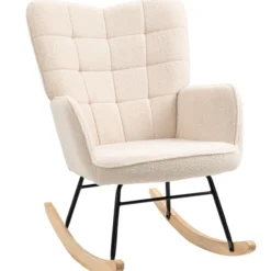 Schaukelstuhl Schwingsessel Akzentstuhl bis 120 kg, Polyester, Beige