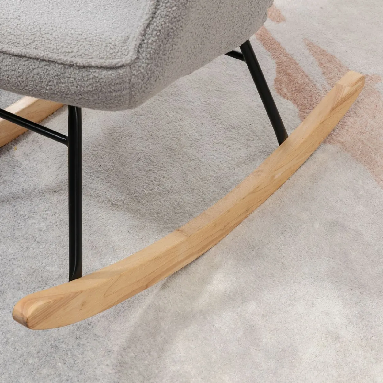 Schaukelstuhl Schwingsessel Akzentstuhl bis 120 kg, Polyester, Hellgrau