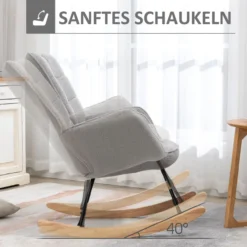 Schaukelstuhl Schwingsessel Akzentstuhl bis 120 kg, Polyester, Hellgrau