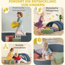 Schaumstoff Bausteine 7er-Set Kinder Softbausteine mit Cord-Optik