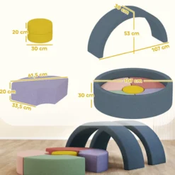 Schaumstoff Bausteine 7er-Set Kinder Softbausteine mit Cord-Optik