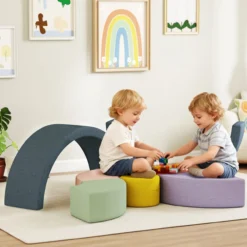 Schaumstoff Bausteine 7er-Set Kinder Softbausteine mit Cord-Optik