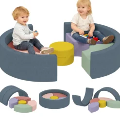 Schaumstoff Bausteine 7er-Set Kinder Softbausteine mit Cord-Optik