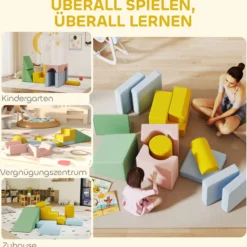 Schaumstoff Bausteine 12-tlg. Kinder Bausteinset mit Cord-Optik Bunt